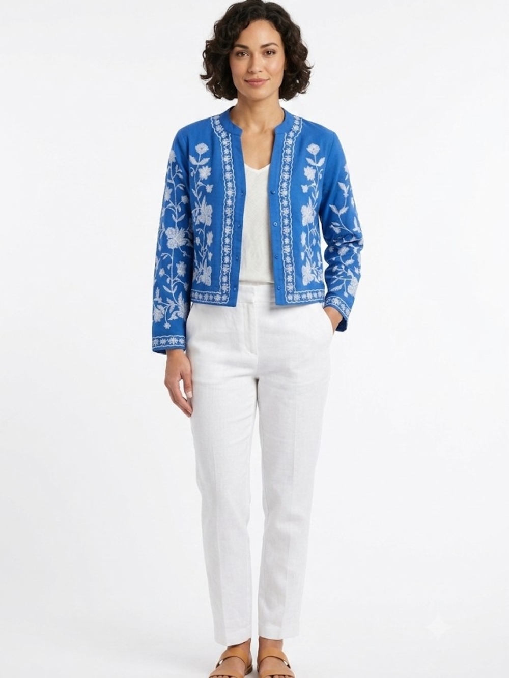 Liv Los Angeles Embroidered Blue Crewneck Shirt/Jacket - Women